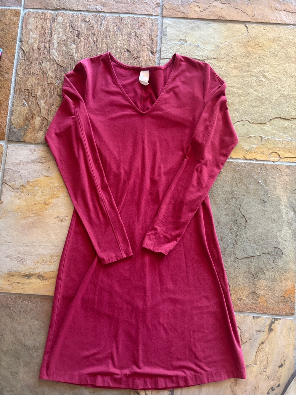 Lole V-Neck Long Sleeve Dress in Wine